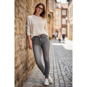 Loft Womens High Rise Skinny Jeans Faded Grey Stretch Denim Pants